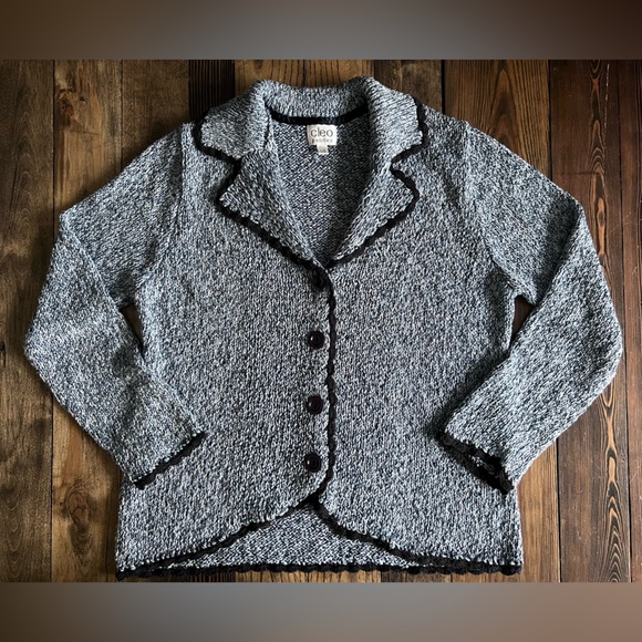 cleo Sweaters - CLEO • petites knit ribbon blue cardigan textured cozy grandmacore cottagecore